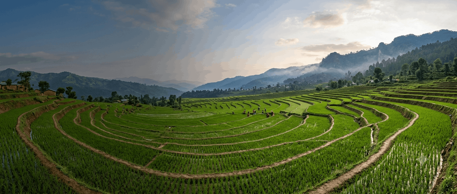 Sustainably farmed terraced landscape